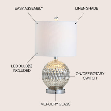 Krister 20.5" Glass/Metal LED Table Lamp - JONATHAN Y